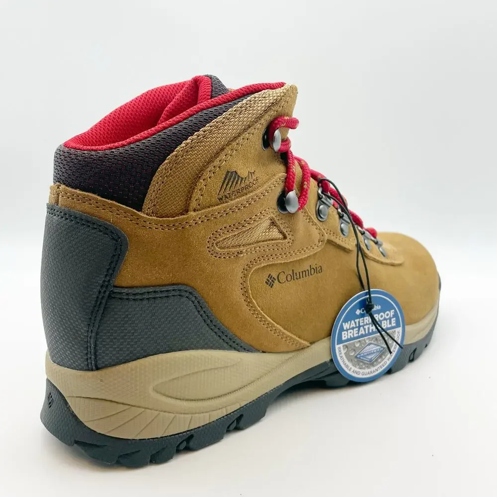 Columbia Womens Newton Ridge Plus Amped Hiking Boots 9.5 WIDE Tan Red WP NIB